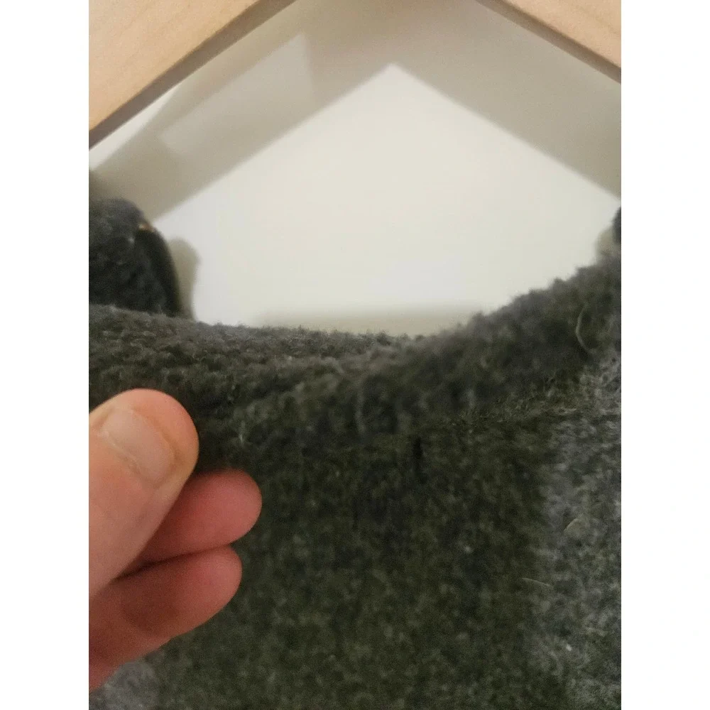 LL Bean Mens XXL Lambswool Quarter Zip Fleece Lined Sweater Gray Mock Neck Pocke